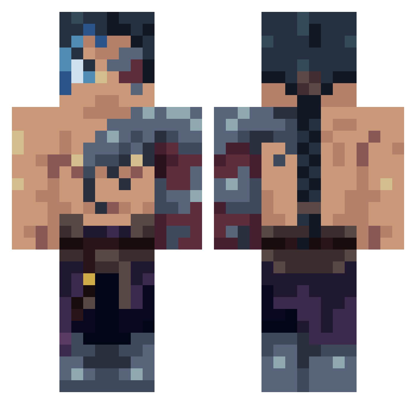 Yizzle Minecraft skin, front and back view