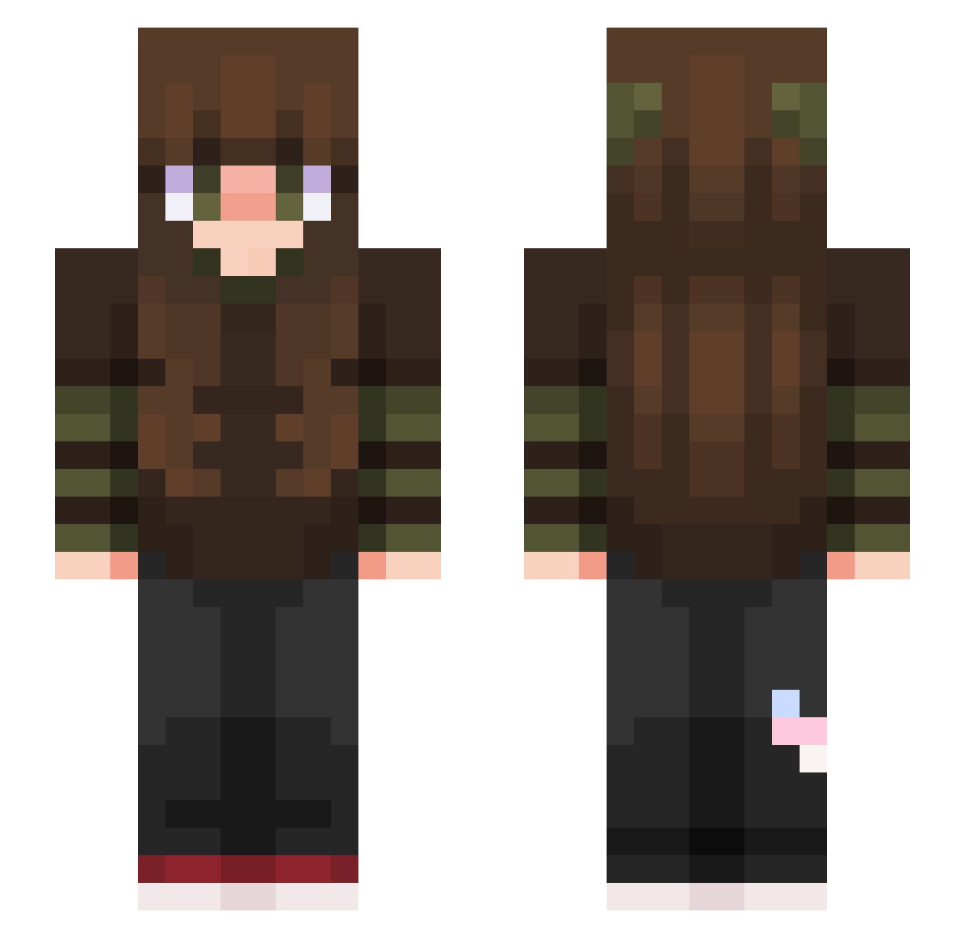 IzPebblez Minecraft skin, front and back view