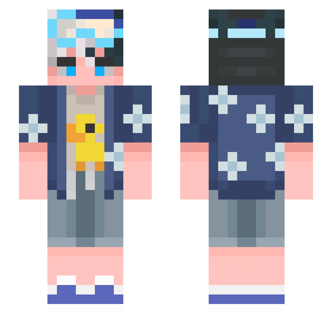 xxToast Minecraft skin, front and back view