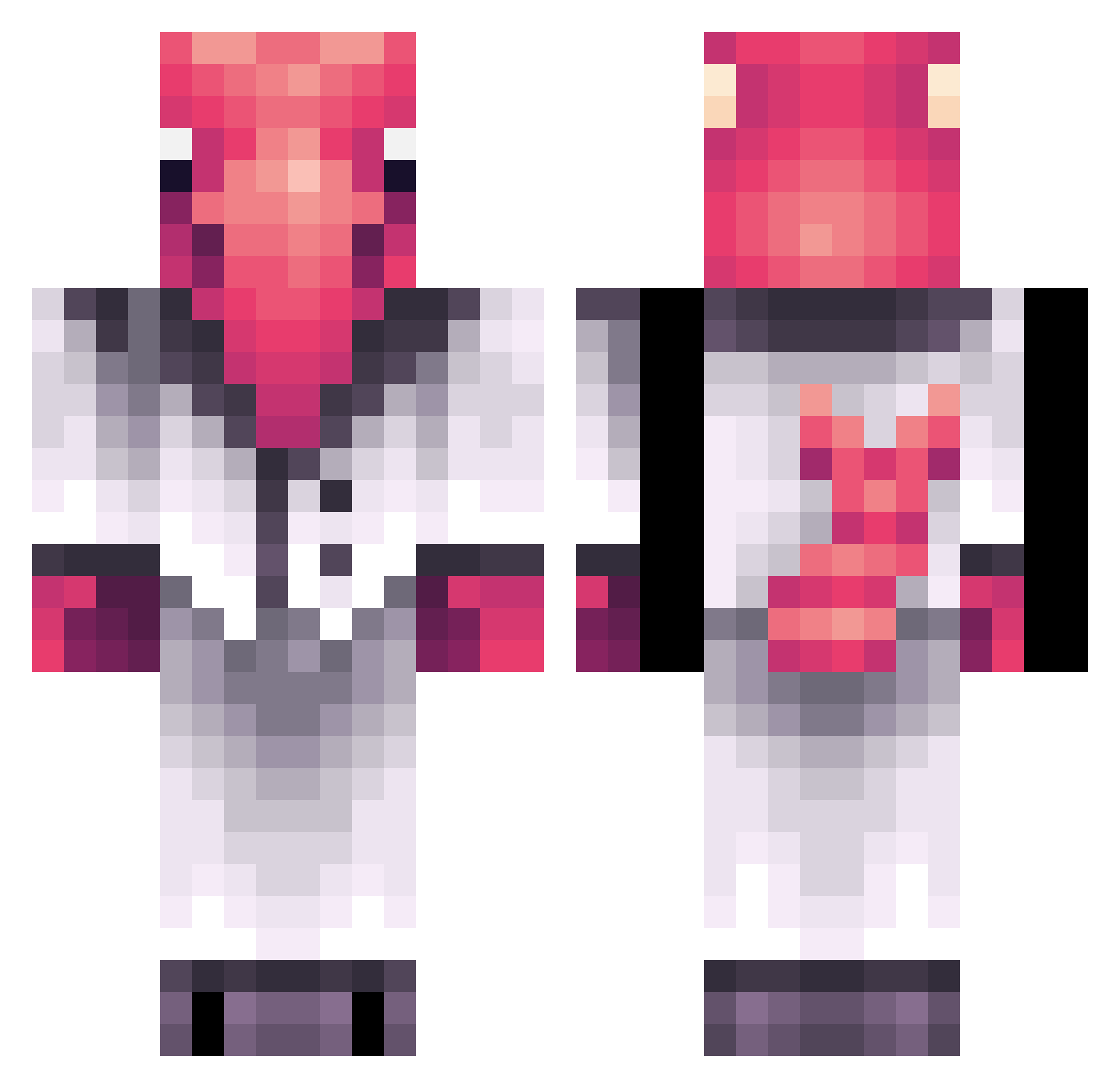 Profanes Minecraft skin, front and back view