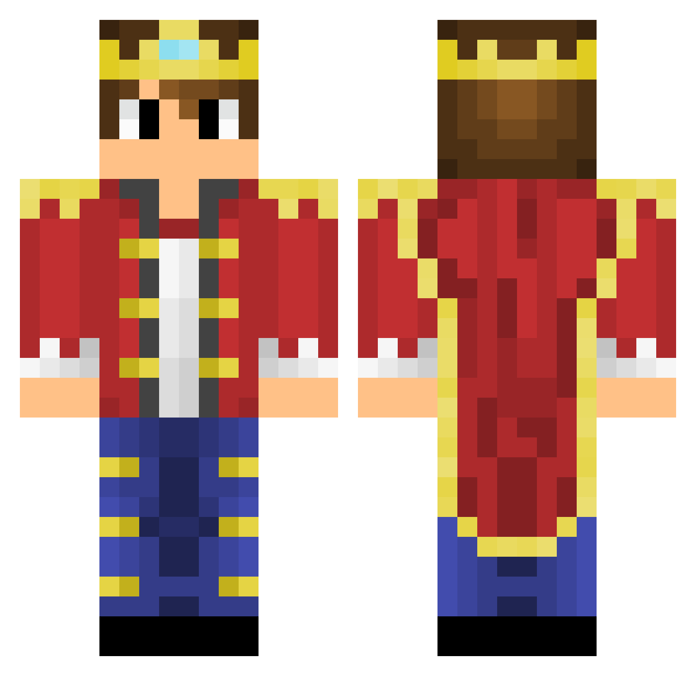 Skyblockin Minecraft skin, front and back view