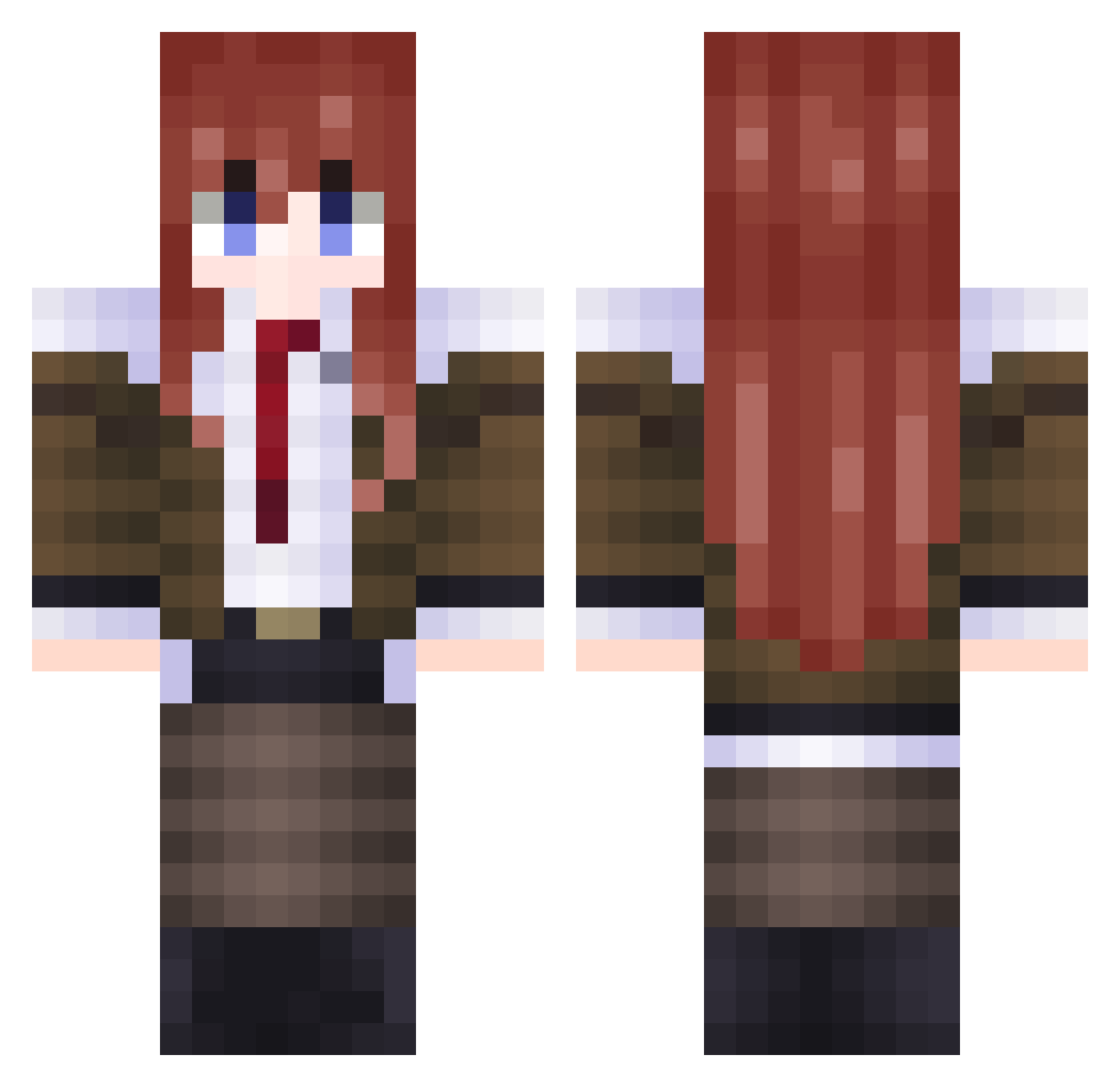 Fayette Minecraft skin, front and back view