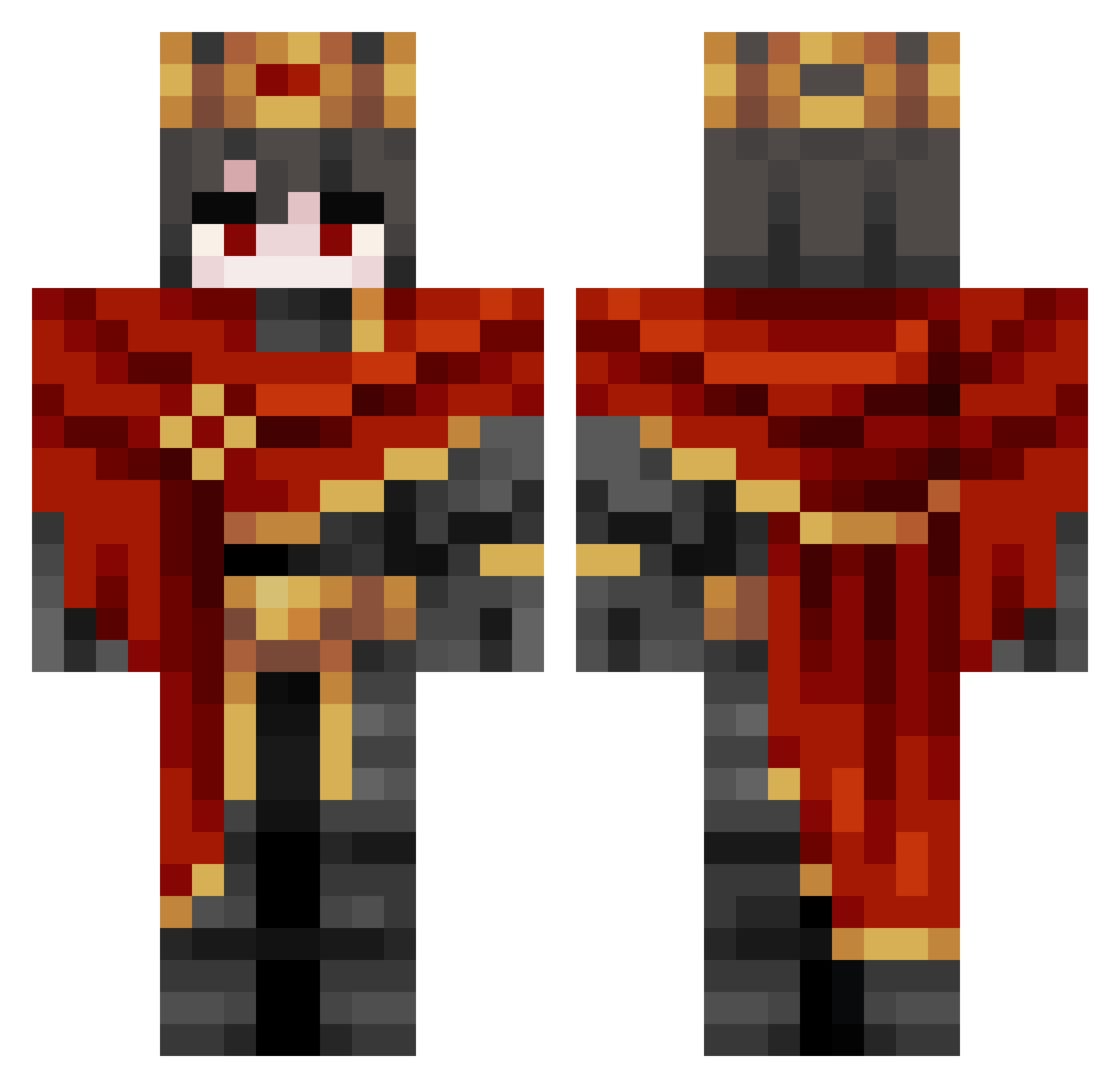 PrettyCape Minecraft skin, front and back view
