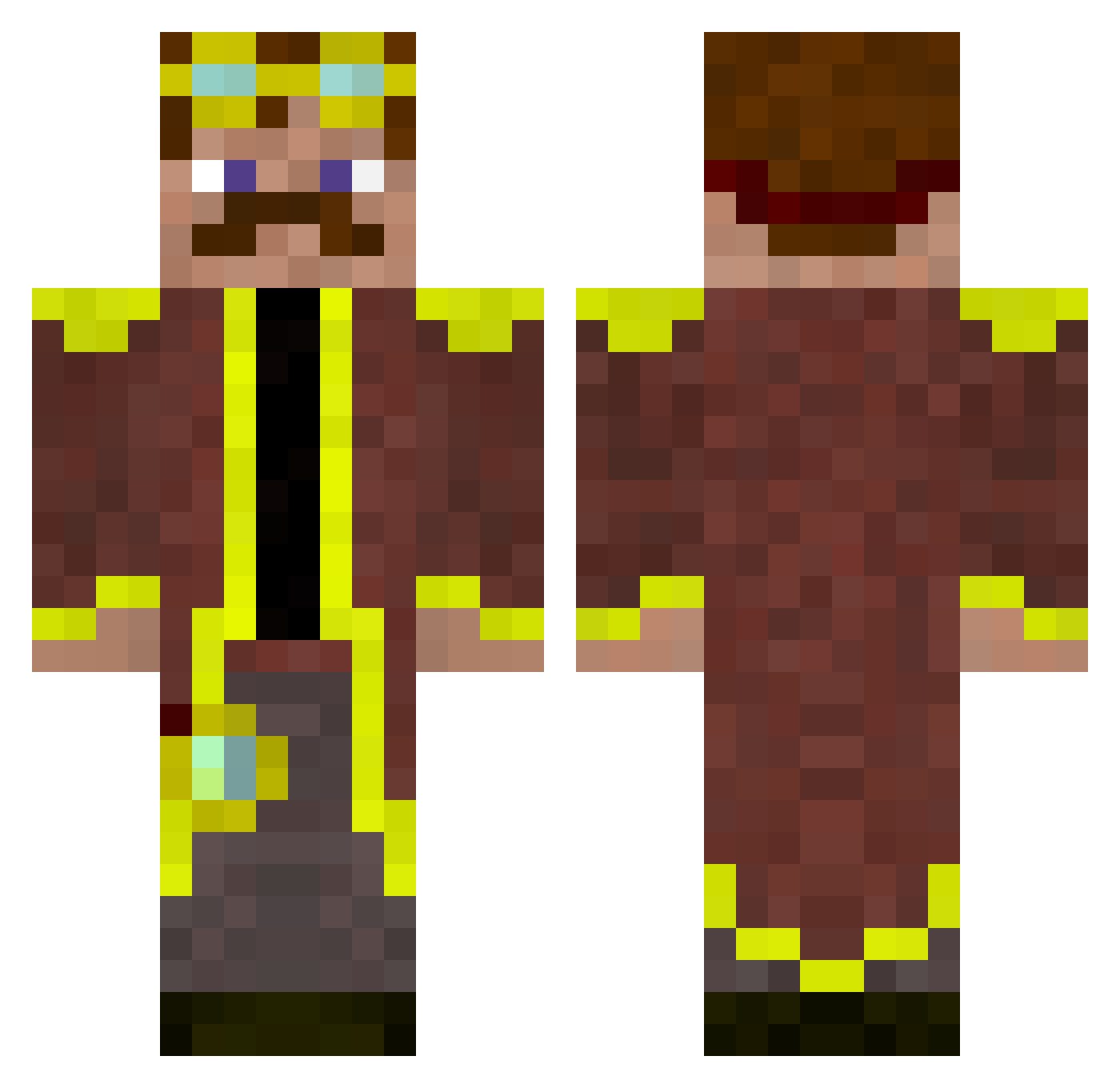 SpielProfessor Minecraft skin, front and back view