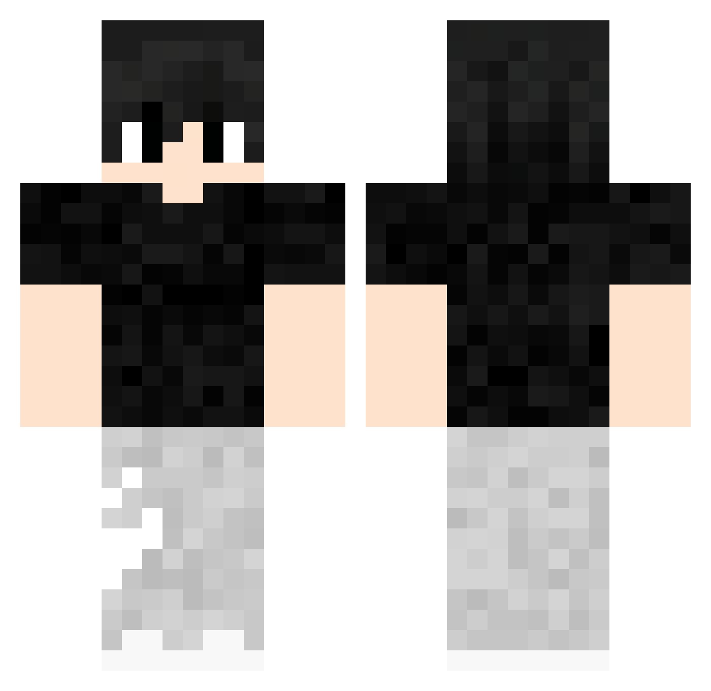 Unimaginablle Minecraft skin, front and back view