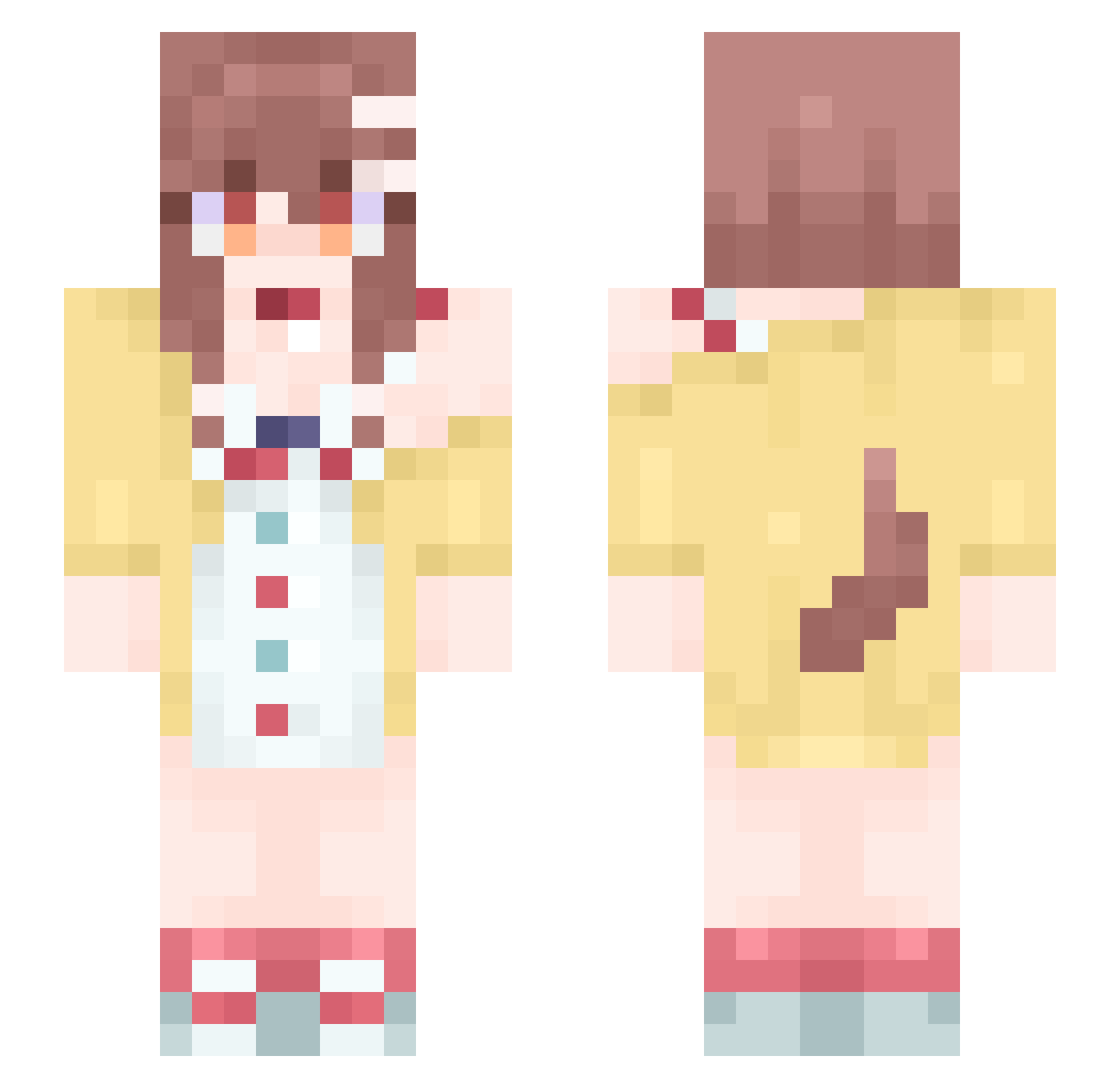 GoldenRaccooon Minecraft skin, front and back view