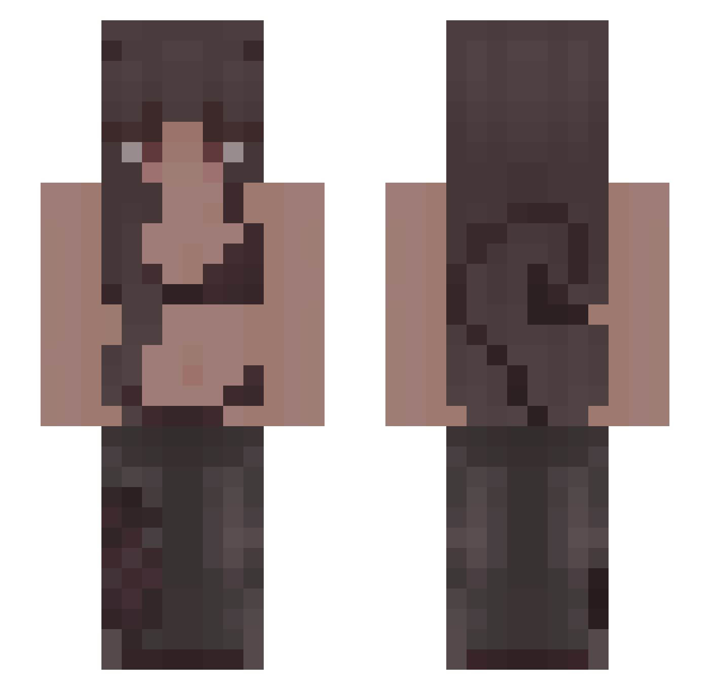 Vacify Minecraft skin, front and back view