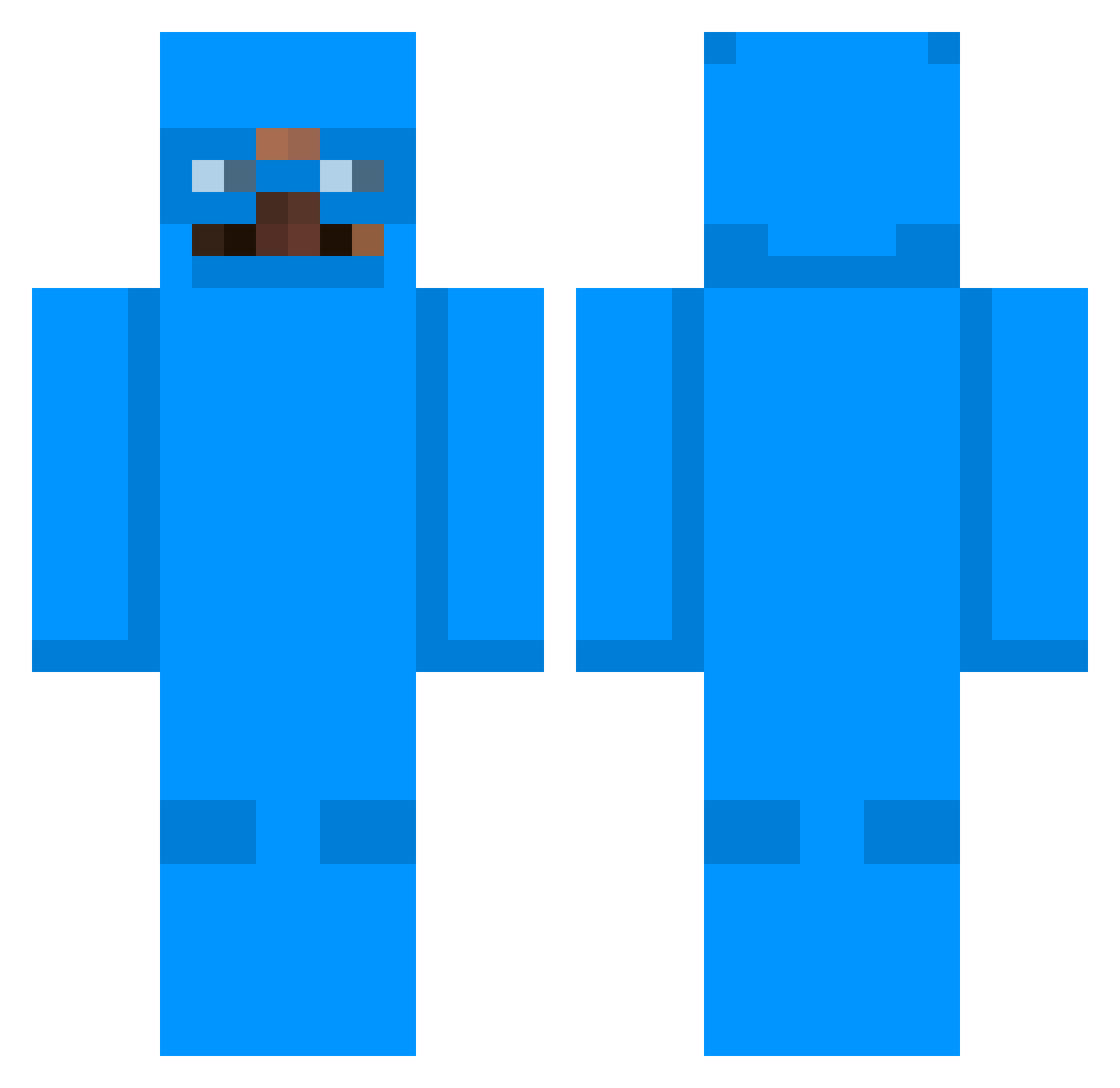 N3LM Minecraft skin, front and back view