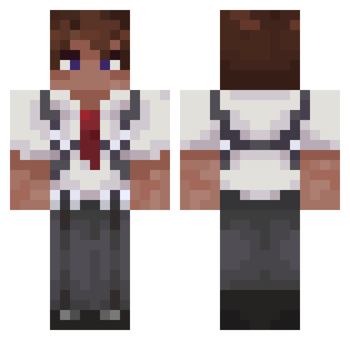 dooberd Minecraft skin, front and back view
