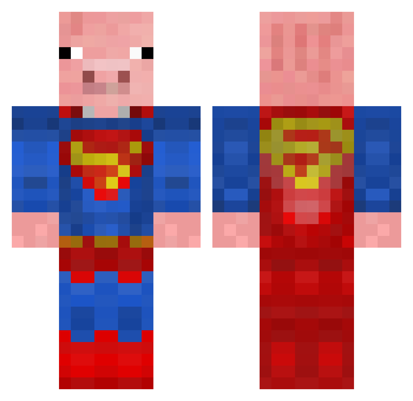 Pigbaconman Minecraft skin, front and back view