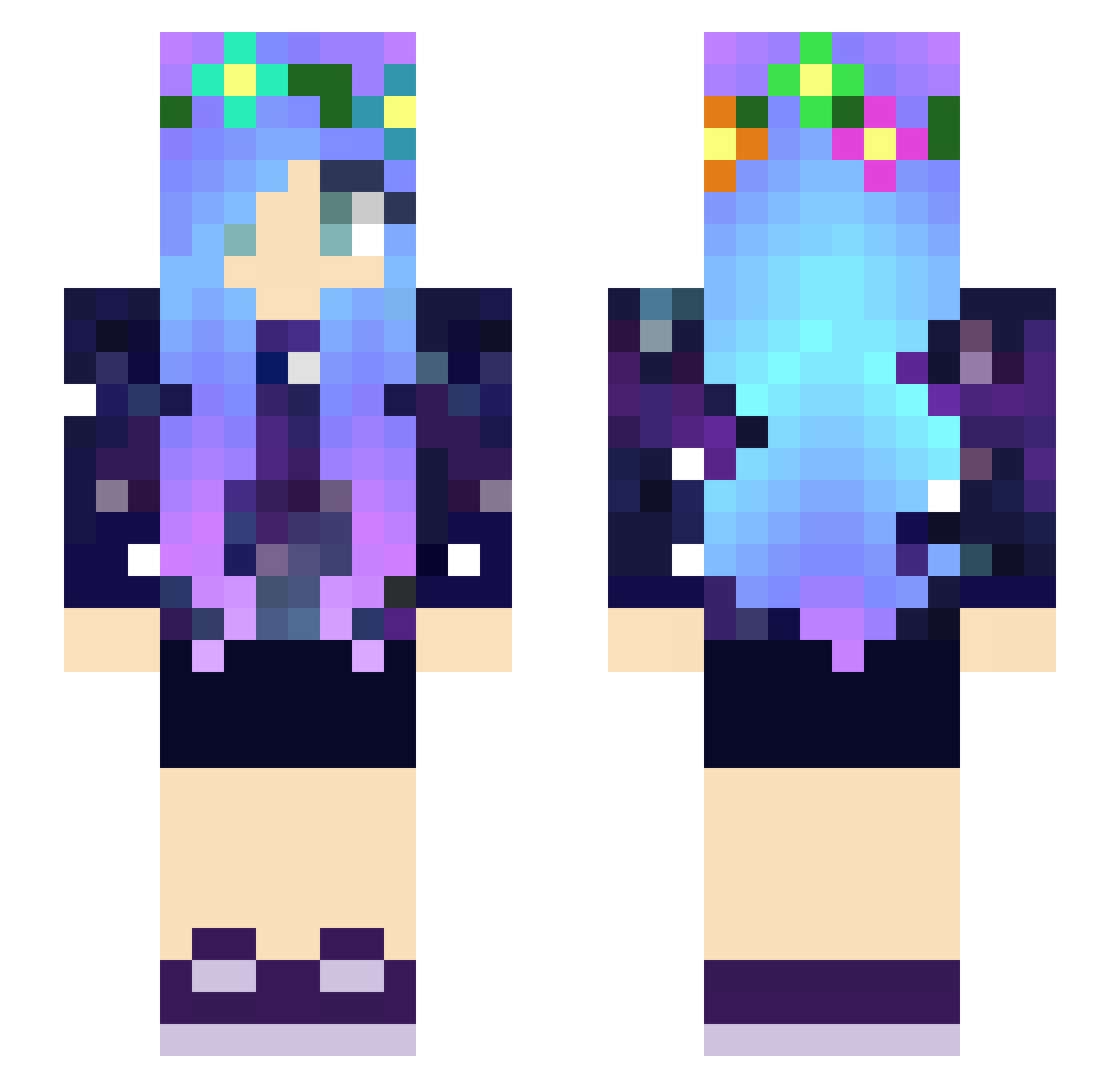 yttrium Minecraft skin, front and back view
