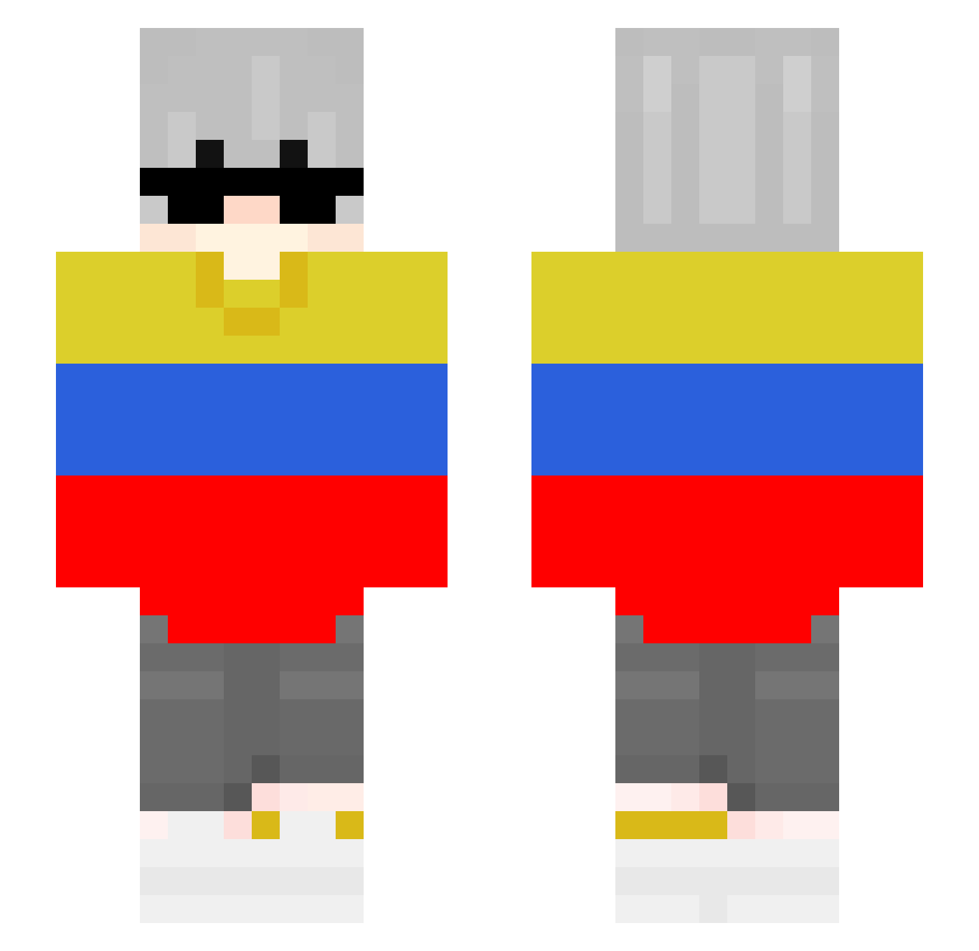 Zetashy Minecraft skin, front and back view