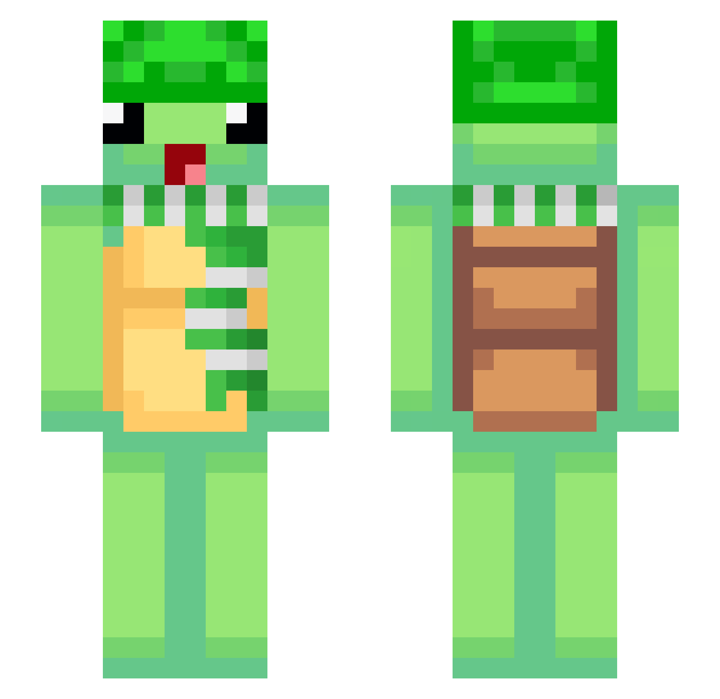 Soprock Minecraft skin, front and back view