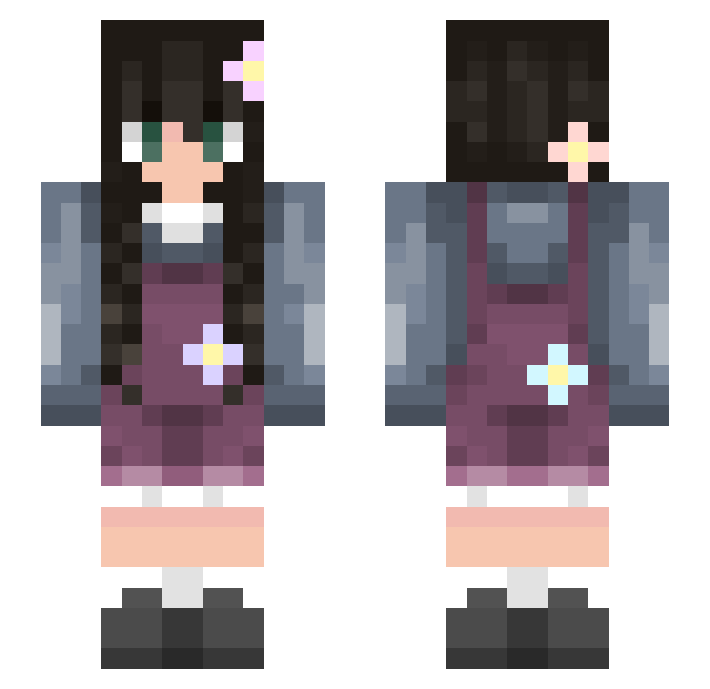QuincyToToru Minecraft skin, front and back view