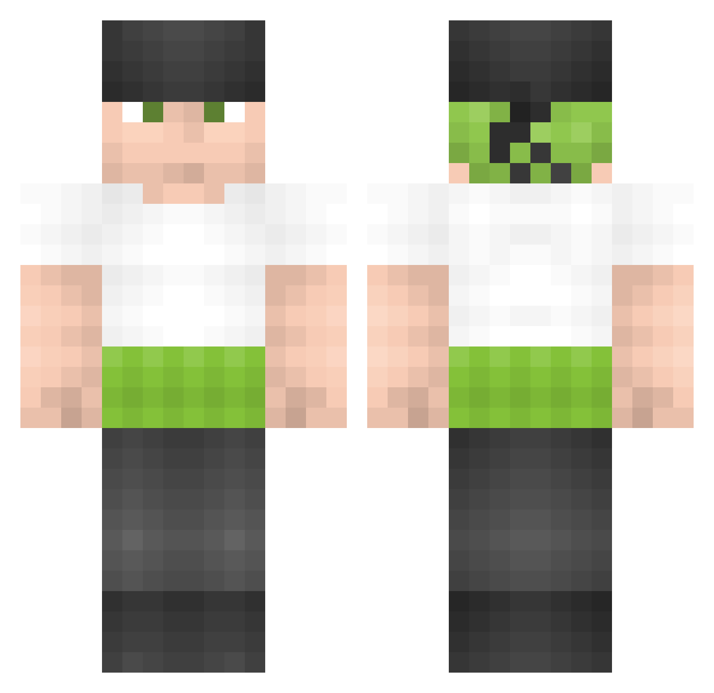 BakaPaul Minecraft skin, front and back view