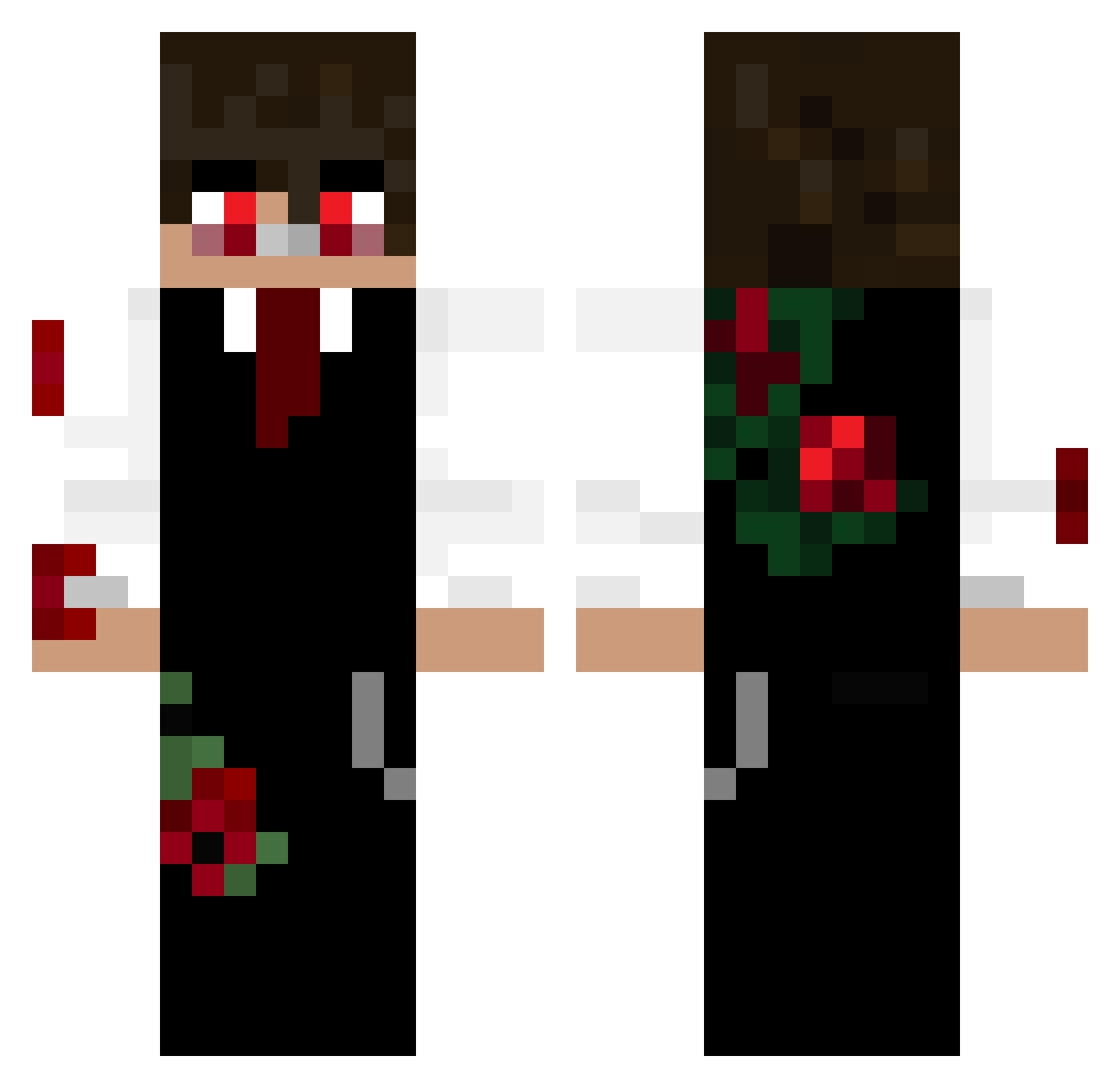 Redker Minecraft skin, front and back view
