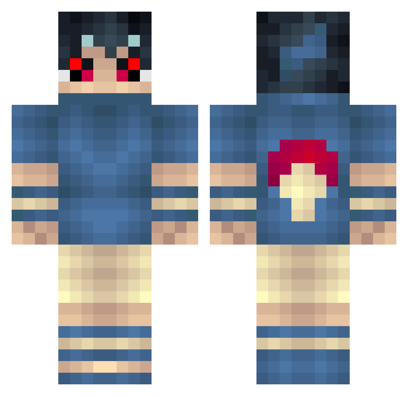 N3RO_HD Minecraft skin, front and back view