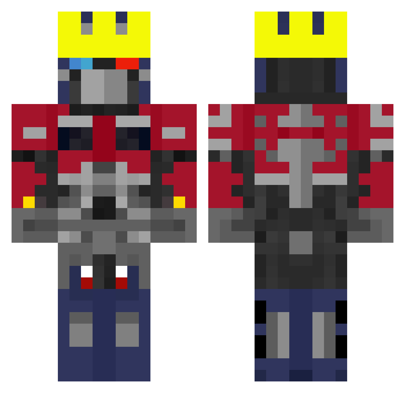 Optimus_playz Minecraft skin, front and back view