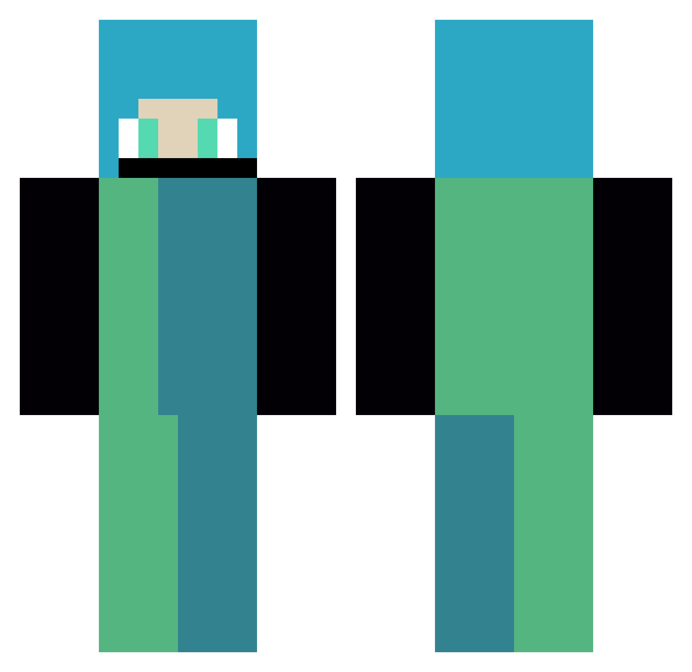 Scylium Minecraft skin, front and back view