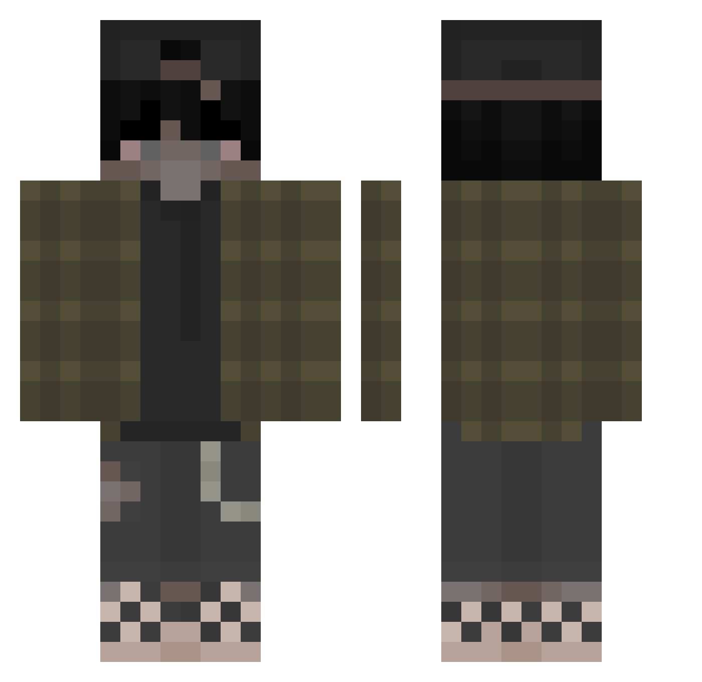 sbrucemoose Minecraft skin, front and back view