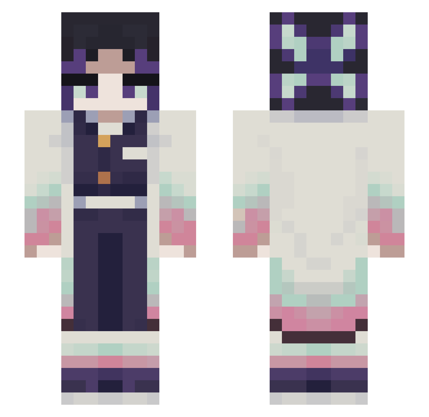 BasketWeaver27 Minecraft skin, front and back view