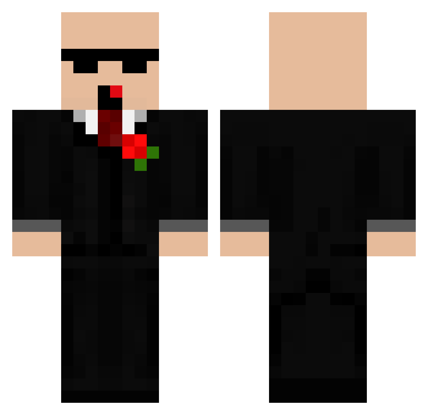 SrFactory Minecraft skin, front and back view