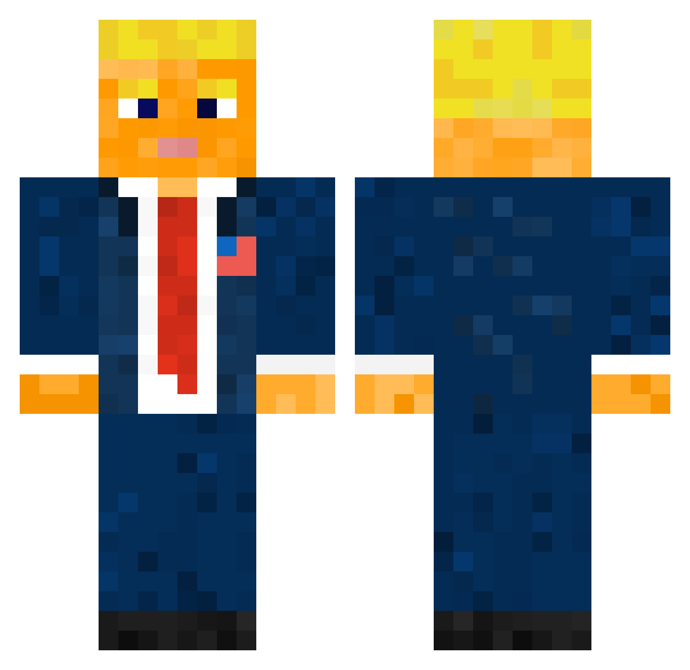SpadeyIsABot Minecraft skin, front and back view
