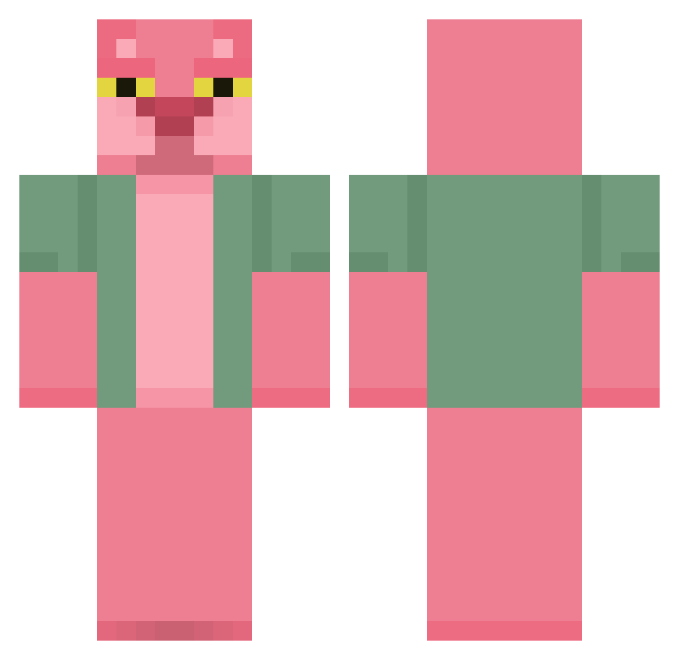 Quartering Minecraft skin, front and back view