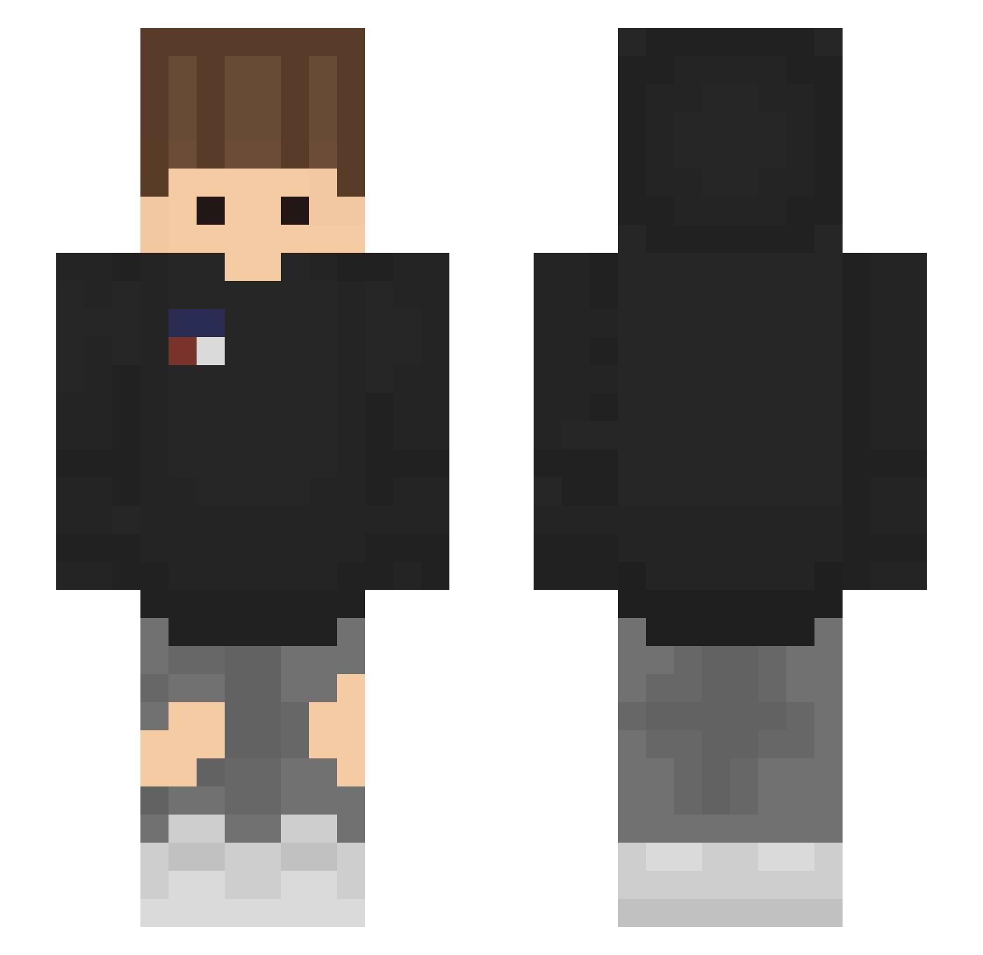 Mxnqe Minecraft skin, front and back view