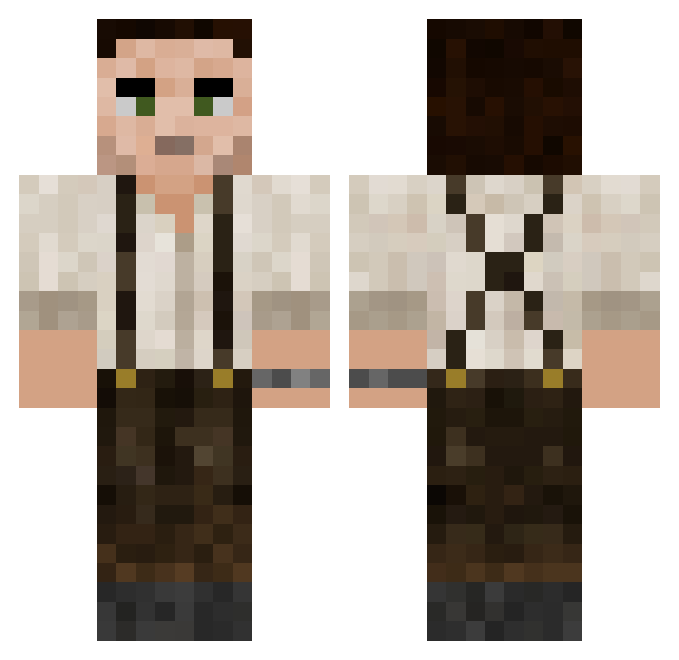 Slartibartfast Minecraft skin, front and back view