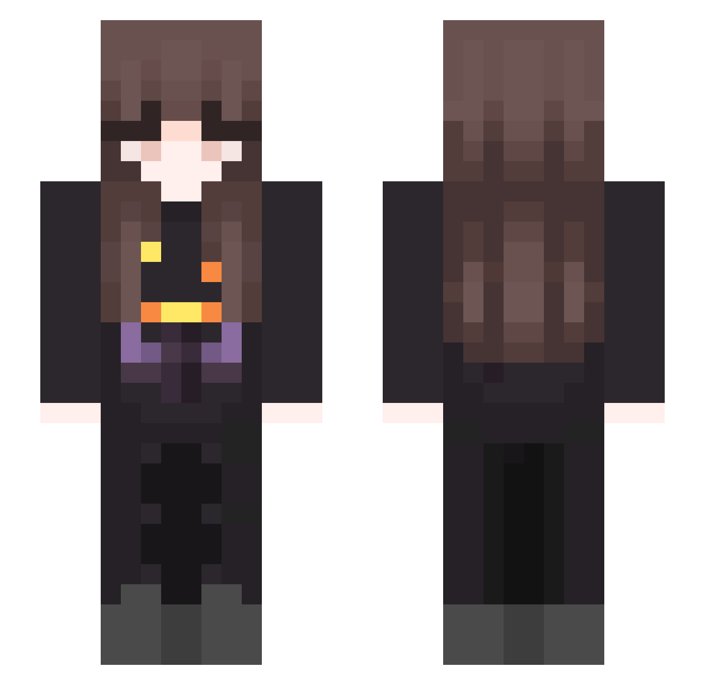 roseisback Minecraft skin, front and back view