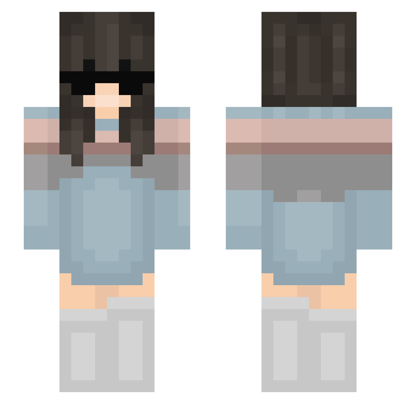 Unpatient Minecraft skin, front and back view