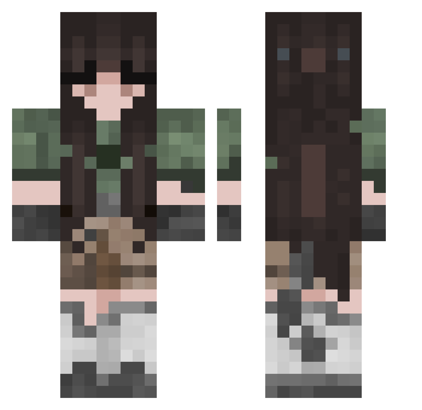 thefetusthr0wer Minecraft skin, front and back view