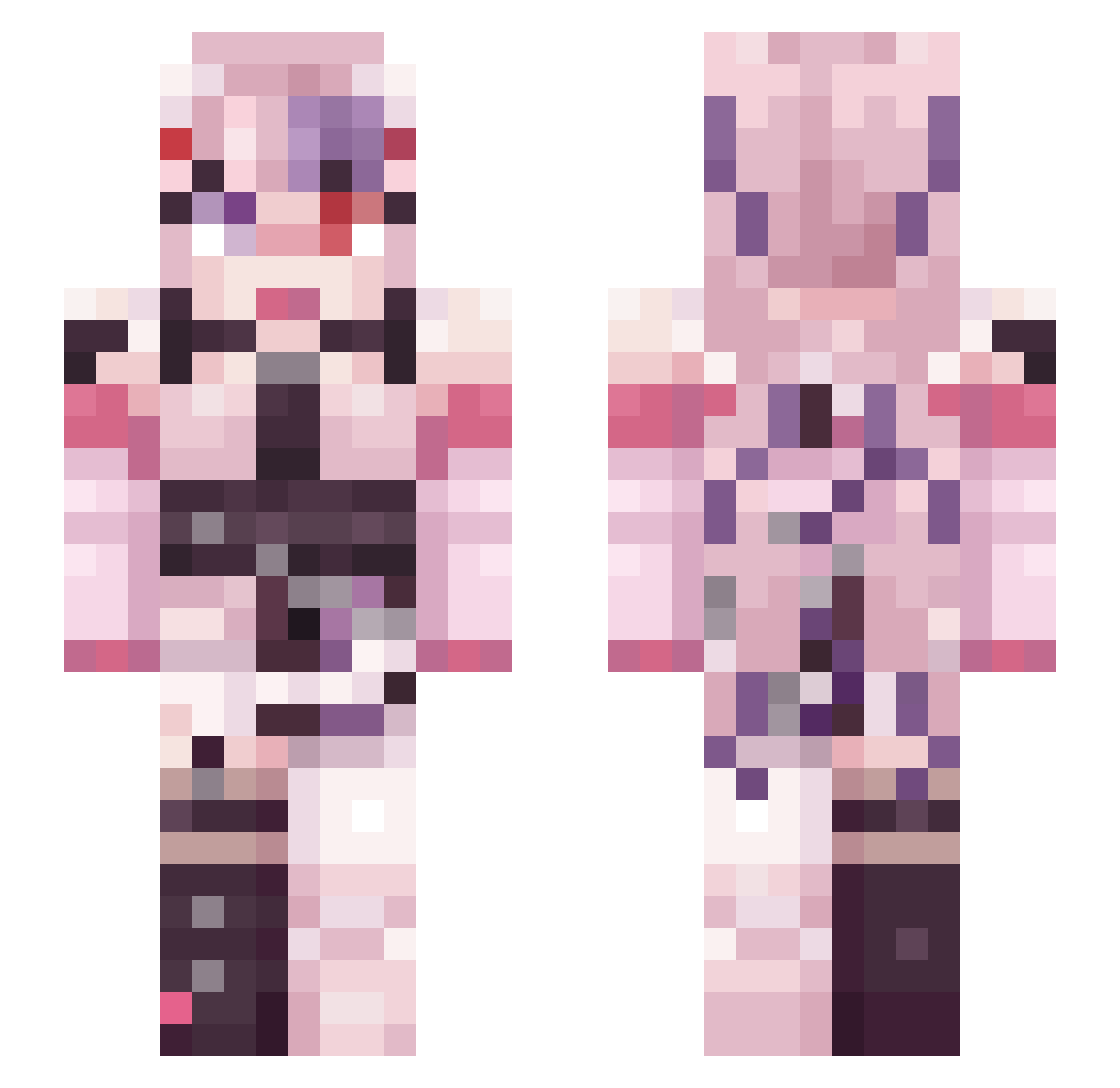Foxocue Minecraft skin, front and back view