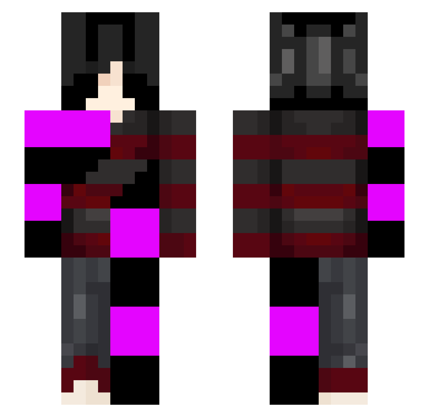 DiabloKiki Minecraft skin, front and back view