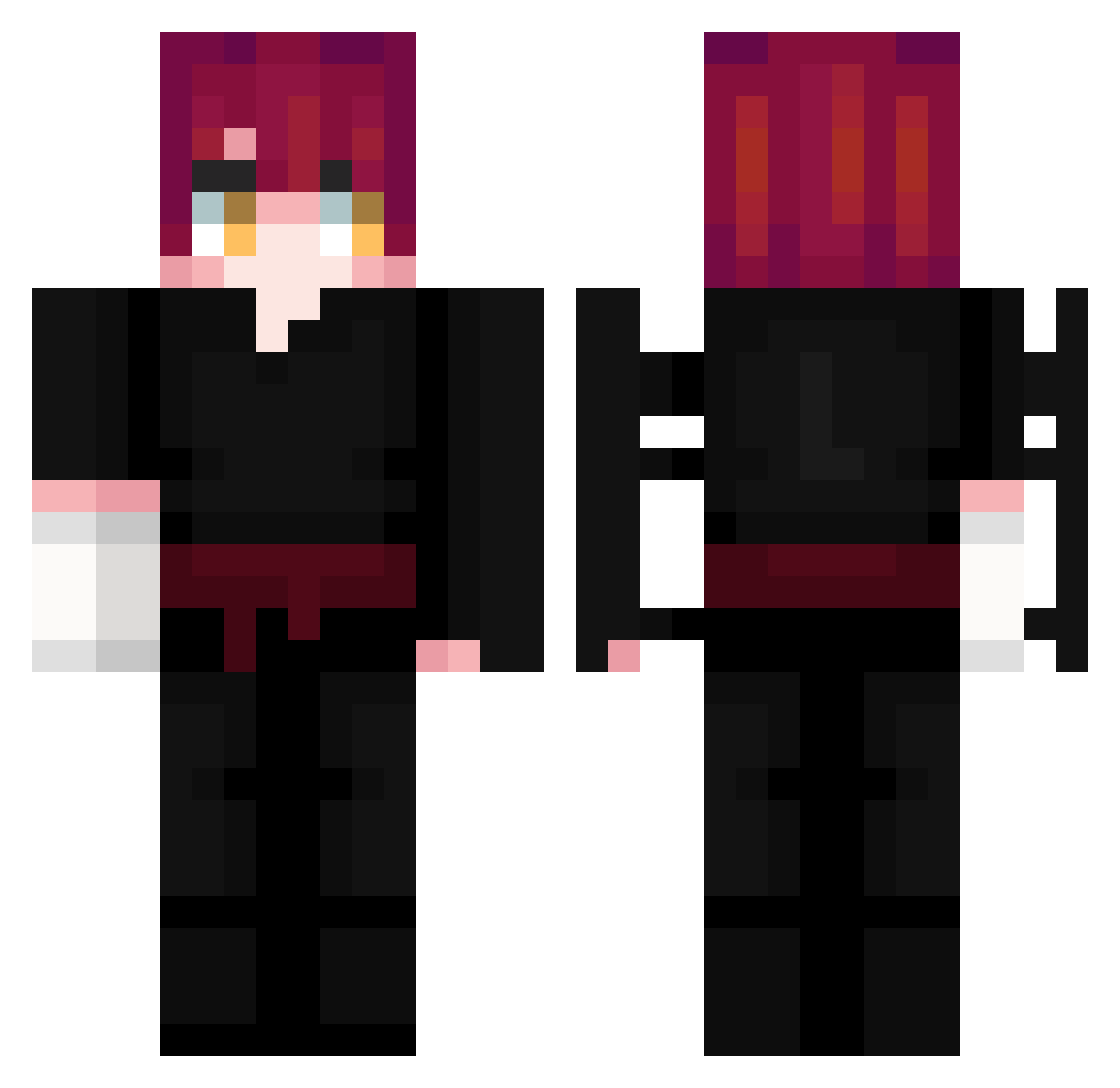 xyhper Minecraft skin, front and back view