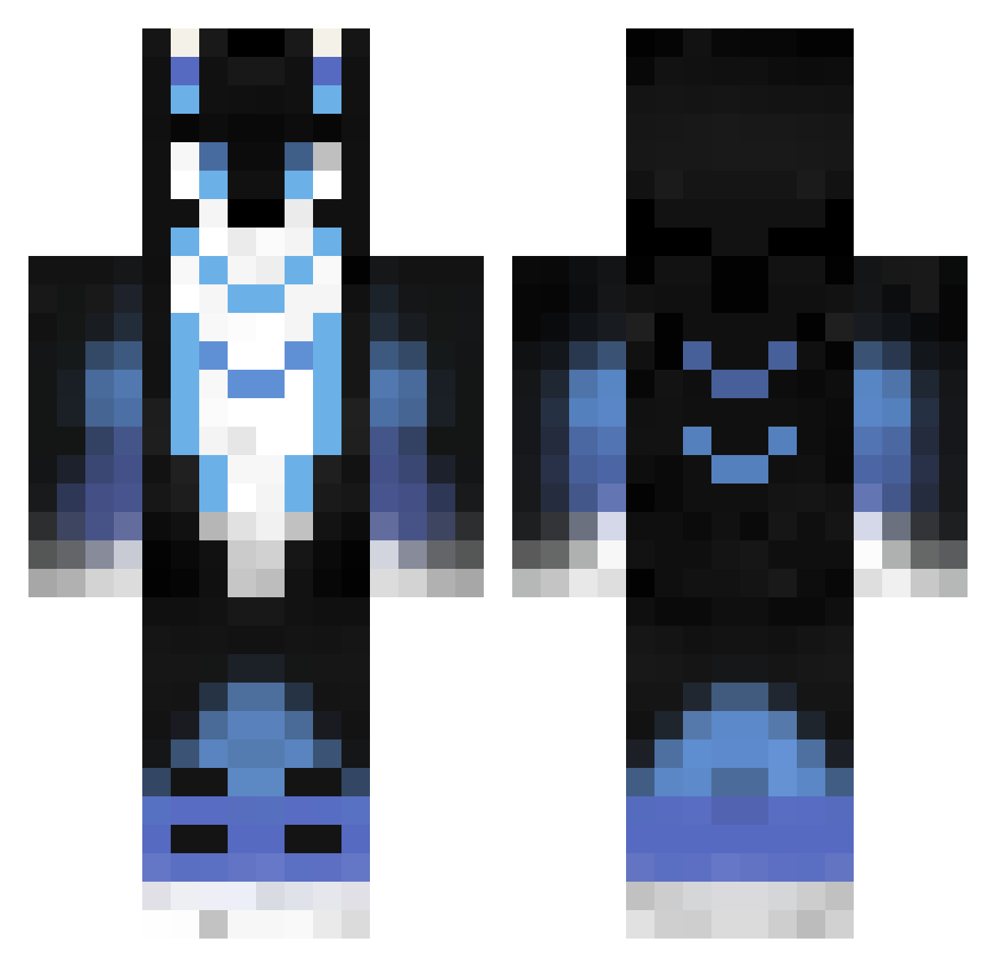 Thunkio Minecraft skin, front and back view