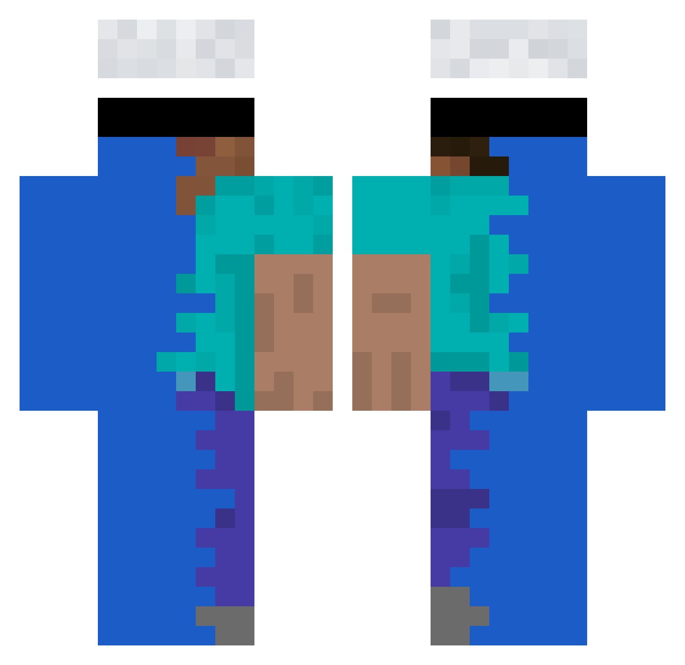 RumbleSwipe Minecraft skin, front and back view