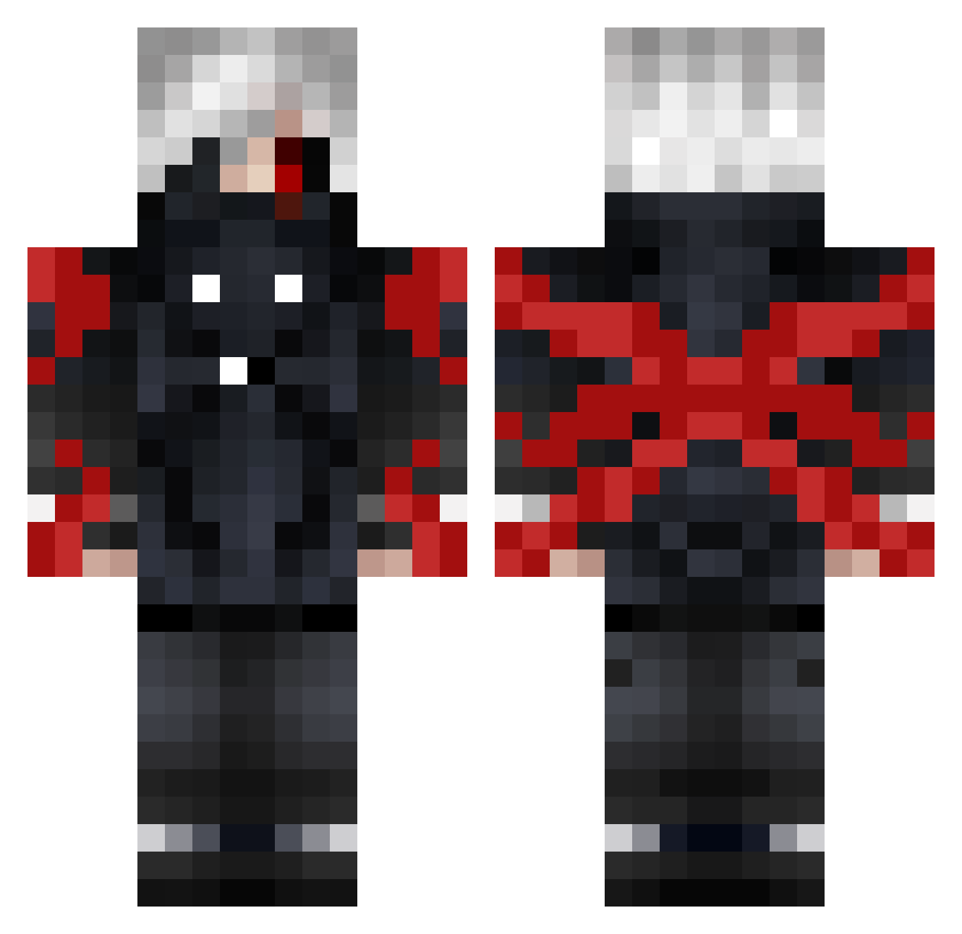 a1zFPS Minecraft skin, front and back view