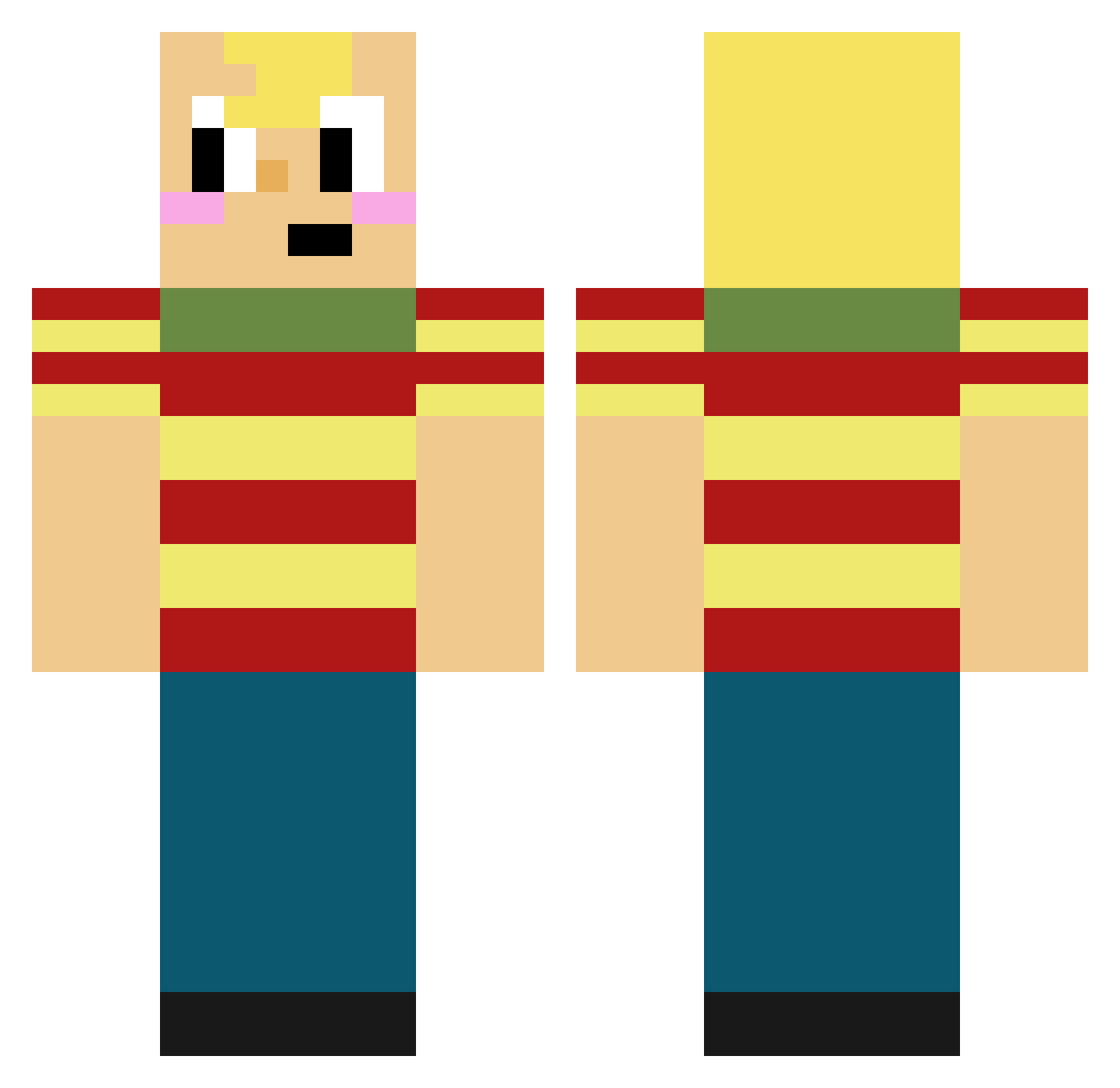dinklechalk Minecraft skin, front and back view