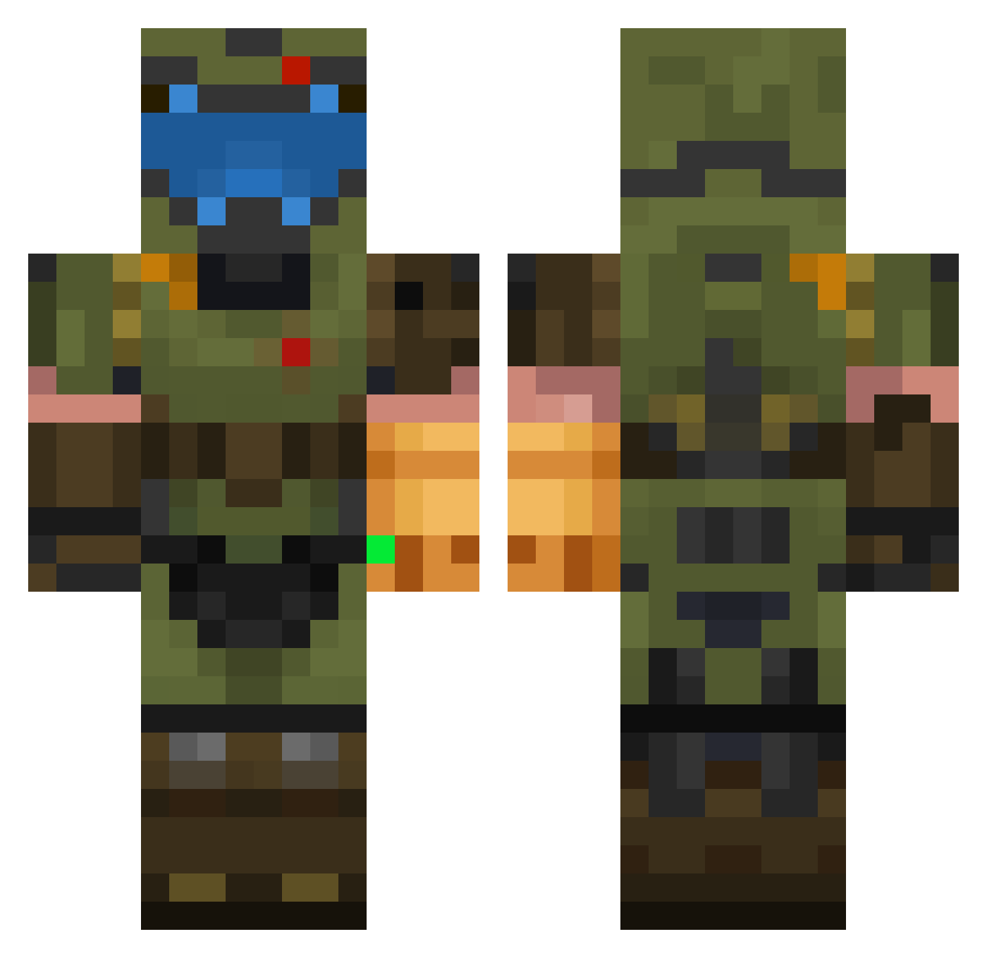 Foxitroniumclan Minecraft skin, front and back view