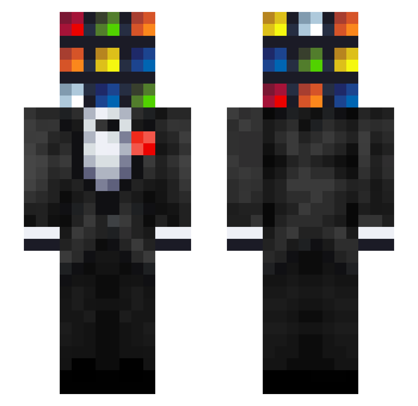 Rased Minecraft skin, front and back view