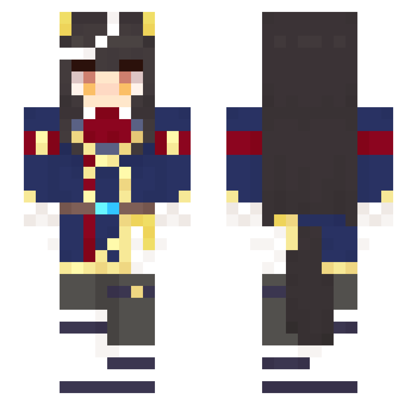RestInPasta22 Minecraft skin, front and back view