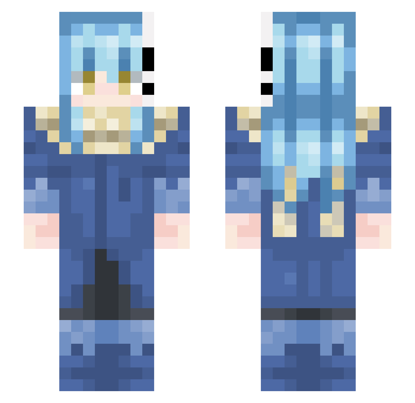 RimuruTMC Minecraft skin, front and back view