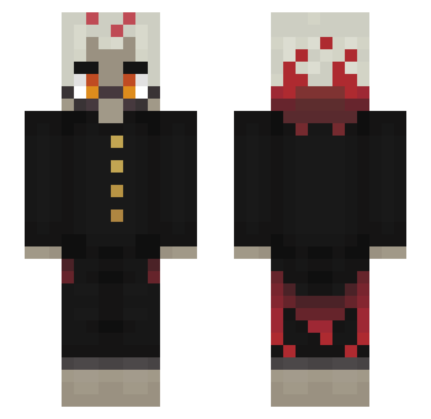 Jiinnxed Minecraft skin, front and back view