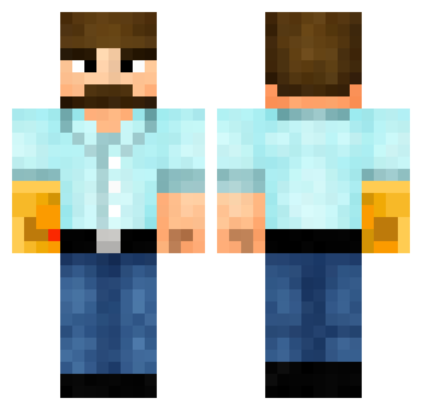 Scareful Minecraft skin, front and back view