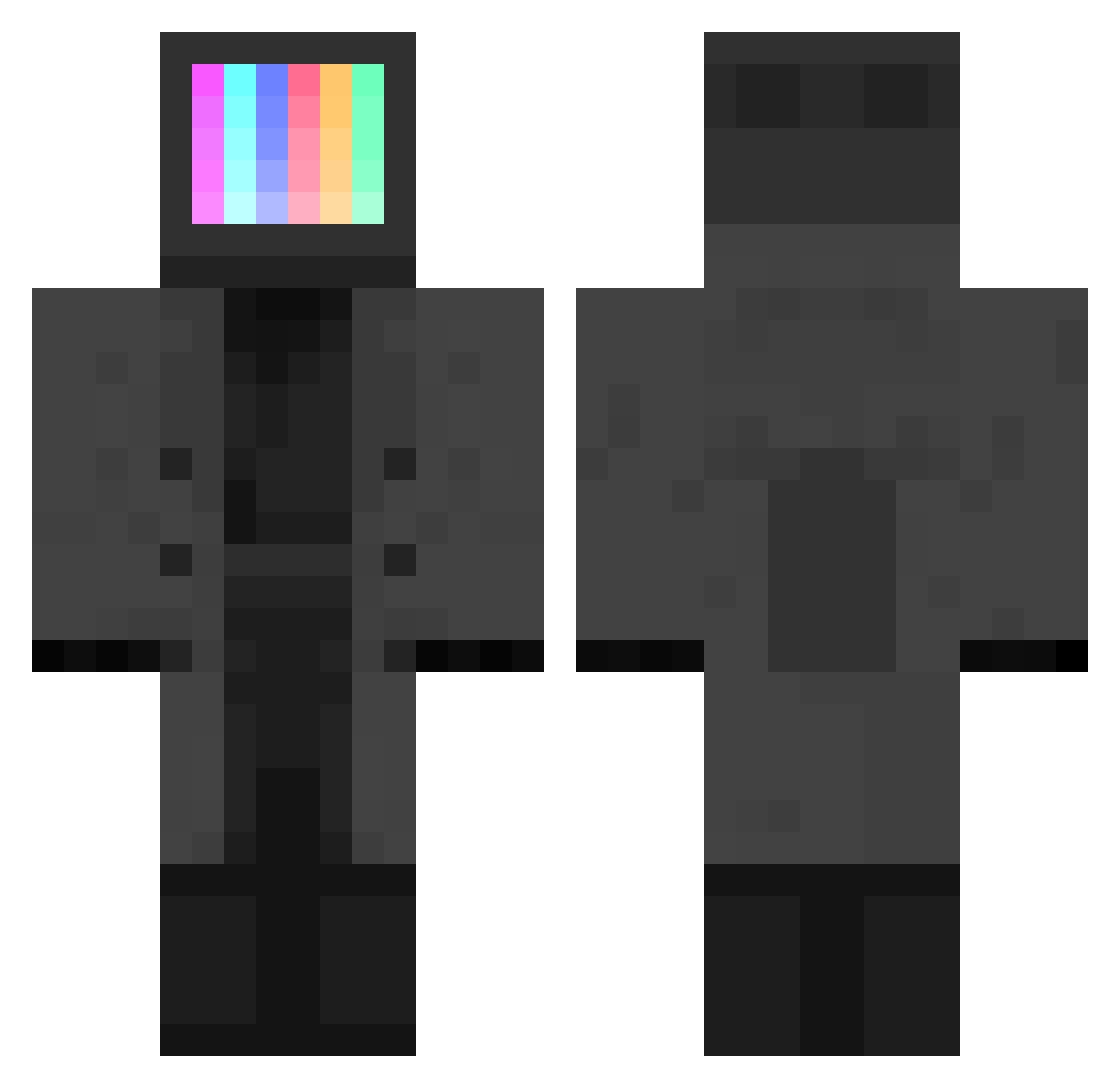 GMAK3R Minecraft skin, front and back view