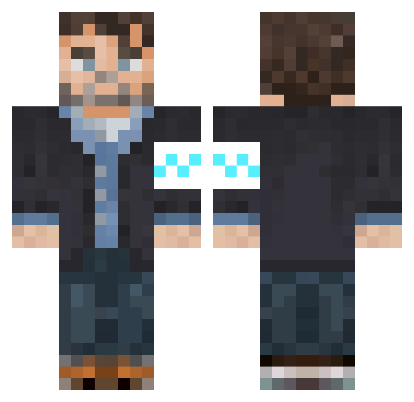 Liam92011 Minecraft skin, front and back view