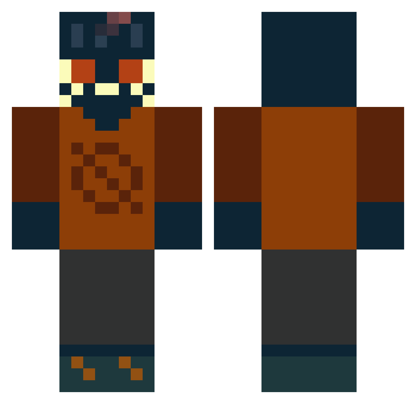 Tropdoplop Minecraft skin, front and back view