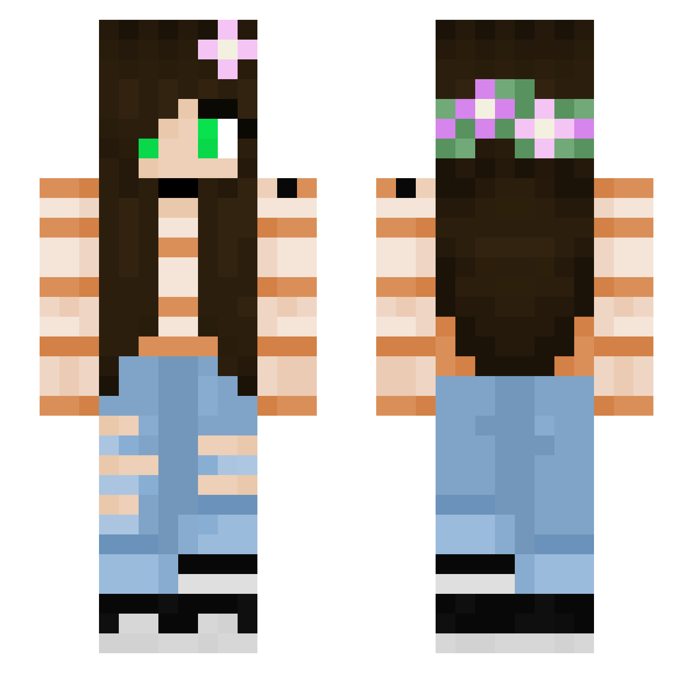 Testknight Minecraft skin, front and back view